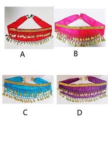 石猫 - 1 件狗狗闪亮肚皮舞服装，配腰带、涤纶尾帘、宠物舞蹈、宠物装扮、狗狗礼物、节日气氛、非常有趣。 - 金色 - 查看 11