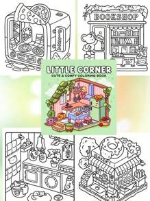 1 本《小角落：成人、青少年和学生涂色书》，超可爱温馨的空间设计，助您放松身心（温馨空间涂色）。释放情绪，缓解焦虑 | 节日和特殊场合的理想礼物，返校必备，学习用品 - 彩色 - 查看 1