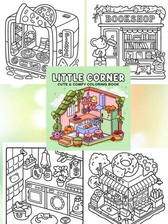 1 本 Little Corner：成人、青少年和学生适用的涂色书，超级可爱的舒适 Hygge 放松空间设计（舒适空间涂色）。释放情绪，缓解焦虑 | 节日和特殊场合的理想礼物，返校，学校用品