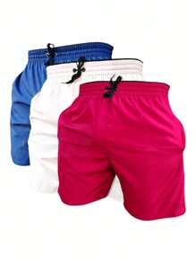 KL Mdas KIT 3 SHORTS Men's Tactel With Elastane Beach Gym Sports Drying Football Comfort - 紅白色 - 查看 3