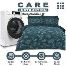 VELVETIO Winter Leaf Printed Duvet Cover Set Reversible Beddings Polycotton Green Color - Green - View 6