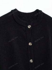 Conception de style cape pour femmes, sensation rétro Top de gamme française, pull tricoté boutonné, cardigan col rond, veste pull