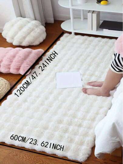 1pc Solid Fuzzy Anti Slip Vloerkleed ,Room view 4