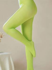 1 par de medias opacas de mujer de estilo de moda de terciopelo, calzas multicolores