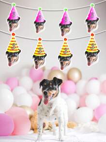 Banner personalizado com foto de cabeça de animal de estimação, banner personalizado com letra e rosto de animal de estimação, banner personalizado com rosto, banner com foto, banner com chapéu de aniversário de gato e cachorro, decoração, banner personalizado com foto de rosto, banner personalizado com foto de gato, férias de verão - Multicolorido - Ver 8