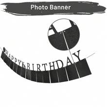 Decoraciones de cumpleaños Pancarta de fotos en marcos de tarjetas de fotos Suministros para fiestas - Pancarta de feliz cumpleaños para fiesta - Ver 3