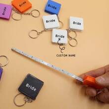 1pc Custom Keychain Steel Tape Measure, 1M Square Mini Retractable Ruler, Printed Logo Gift Ruler - Multicolor - View 1