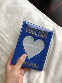 1 Piece Of 64 Pocket Mini Photo Album Cartoon Photo Album, Suitable For Kpop Card Collection, Heart-Shaped Incision Display, Plastic Material, Rectangular Card Storage Book