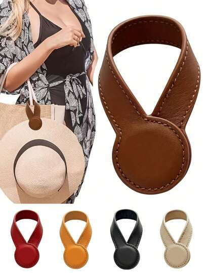 Kẹp mũ giả da thời trang, thiết kế nam châm, có thể cố định trên túi xách - Giá treo mũ bằng da PU, phù hợp với túi xách tay, ba lô, vali, túi du lịch, nhỏ gọn và dễ sử dụng, lý tưởng cho du lịch và cất giữ.