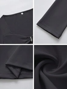 Vaiaye Women's Summer Knit Square-Neck Diamond-Cutout Sexy Cinched-Waist Christmas Slim Top