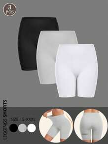 3Pcs/Set Seamless High Waisted Leggings Boxer Briefs Safety Pants - Multicolor - View 1