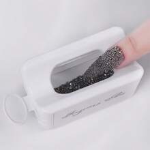 1pc Double Layer French Manicure Nail Powder Container, Portable Powder Collection Nail Art Tool - White - View 3