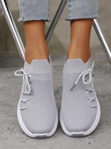Women's Casual Shoes, Comfortable Soft-Sole Sneakers, Daily Casual Walking Shoes - Grey - View 2
