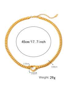 RAYQUEEN 1 chiếc dây chuyền hình trái tim bằng thép titan không phai màu, mạ vàng 18K, thích hợp cho phụ nữ đeo hàng ngày. - Vàng - Xem 8