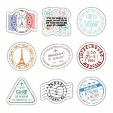 60pcs Passport Stamp Stickers, Funny & Cute Cartoon Stickers,Suitable For DIY Phone Cases, IPad, Laptop Decorations, Car Bumpers, Skateboards, Bottle Stickers, Travel Album And Diary Stickers, Hand Book Decorations, Etc.