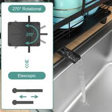 E-MANIS Escurreplatos, escurreplatos con placa escurridora y boquilla giratoria 270°, escurreplatos con cubiertos y portavasos