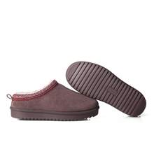 Mubberry Women's Faux Suede Flat Bottom Solid Colour Cotton Slippers  Ladies Non-Slip Warm Winter Slippers  Women's Embroidered Minimalist Design Shoes