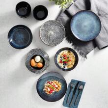 Matisse 16 Piece Double Bowl Dinnerware Set, Cobalt Blue, Service For 4