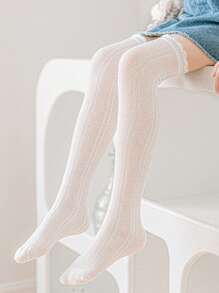 2pcs/Pack Girls Gray Mesh Spring/Summer Mosquito Repellent Over-The-Knee Crew Socks - Light Grey - View 2
