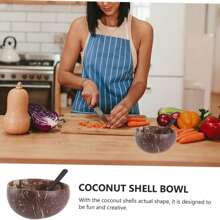 1/2 Pack Polished Coconut Bowl ,Bowl And Wooden Spoons Set ,Natural Coconut Smoothie Bowls • Healthy Choice Coco Shell Acai & Buddha Bowls •  Vegan Gifts - 自然色 - 查看 10