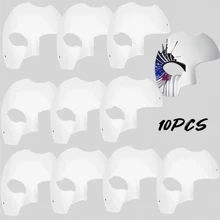 10 piezas Máscaras de gato DIY pintadas de blanco, máscaras en blanco de media cara para disfraz de animales, disfraces de Halloween, herramientas de maquillaje. [Uso versátil]: Las máscaras de gato son adecuadas para todas las personas y son un accesorio multifuncional para diversas ocasiones.