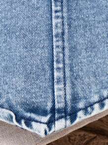 女婴夏季甜美可爱牛仔背心上衣和白色吊带公主派对礼服套装 - 淺藍色 - 查看 9