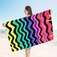 1 pieza Toalla de playa extra grande, extra grande, súper absorbente, manta de playa de fibra suave, artículo esencial de verano, a prueba de viento, a prueba de sol, playa, fiesta, viaje seco, camping, accesorio de playa, regalo de vacaciones