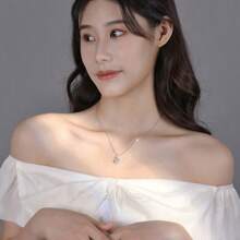 1 件不锈钢独特钻石鱼尾项链，简约设计，适合日常佩戴 - 銀色 - 查看 2