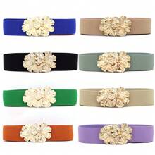 1 stuk Boheemse bloemenriemen voor dames, modieuze brede elastische tailleband voor dames, meisjesjurk, bruiloft, feest, vintage cinch, elastische riemen voor jurken, kledingaccessoires, goud, rood, blauw, luipaard, zwart, groen, paars, oranje, roze, wit, riem voor dames, zomer, school