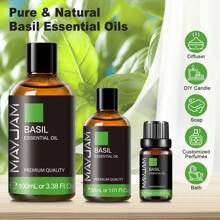 Óleo Essencial de Manjericão 10/30/100ml, MAYJAM 1 peça Óleos de Manjericão Premium para Difusores de Aromaterapia Umidificador Vela e Fabricação de Sabão, Óleos Essenciais Puros para Difusores para Perfumes Domésticos DIY, Aromas de Longa Duração - Manjericão - Visão 2