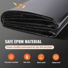 Pond Liner, 20 Or 45 Mil Thickness , Pliable LLDPE Or EPDM Material Pond Skins, Easy Cutting Underlayment For Fish Or Koi Ponds, Water Features, Waterfall Base , Fountains, Water Gardens, Black - 10 X 15 Ft 45 Mil EPDM - View 3
