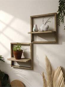 Wooden Display Shelf Floating Shelves Rustic Wood Shelves Wall Storage For Bedroom Kitchen Over Toilet Small Wall Mounted Gifts - TK101-mS8967 - View 5