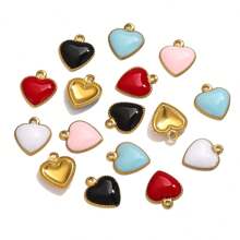 20pcs Stainless Steel Gold Plated Heart Drop Oil Small Pendant, DIY Earrings Necklace, Clothing, Bracelet Jewelry Accessories