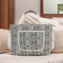 1 件花卉印花尿布手提包，大容量绗缝手提包，适合婴儿日常外出，单肩妈咪包