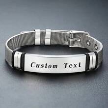 Bracelet inspirant en acier inoxydable personnalisable - Bracelet en silicone réglable, bijou motivationnel unisexe convenant aux amis, à la famille et aux cadeaux de fête. Bracelet en maille d'acier inoxydable pour hommes avec textes personnalisés gravés - mode, fermoir réglable, cadeau idéal pour le petit ami ou l'ami - Multicolore - Voir 10