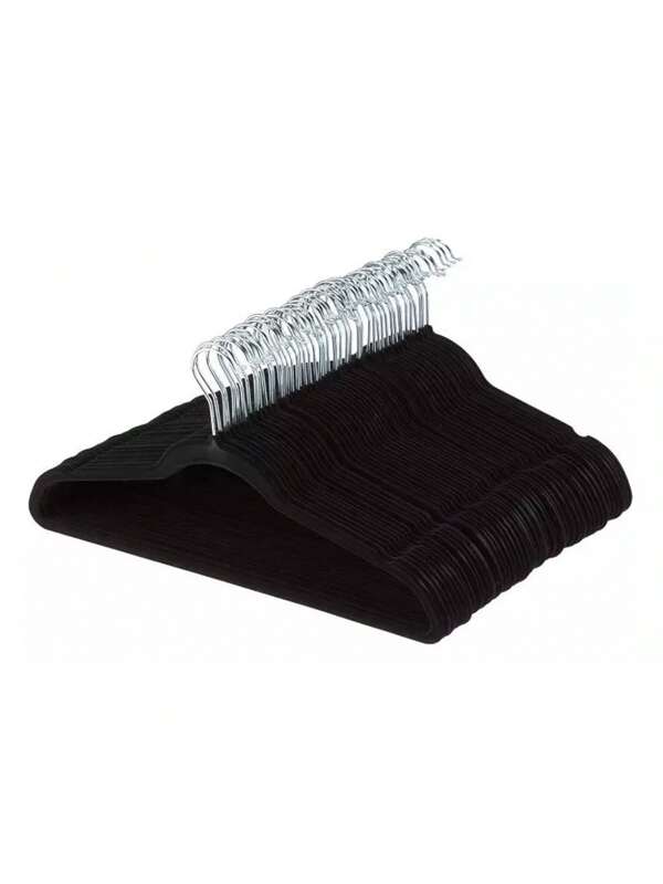 50 Ganchos Para Ropa Color Negro Con Terciopelo