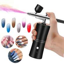 AXH. Portable Airbrush Kit (With Compressor) - Handheld Professional Airbrush Set With Compressor, Suitable For Painting, Tattoo, Nail Art, Model Painting, Makeup, Cake Decorating, Beauty And Personal Care, USB Rechargeable (Built-In Battery), Fragrance-Free - Multicolor - View 2