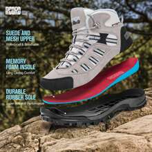 Hiking Boots Women Waterproof Non-Slip Womens Hiking Shoes Comfortable Outdoor Womens Hiking Boots Walking Boots Hiking Shoes Women - 藍灰 - 查看 4