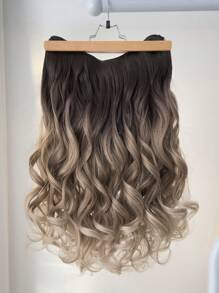 V-Clip Style Hair Extension 24 Inch Natural Wave Curly Synthetic Wig For Daily Parties - Brown Ombre - View 4