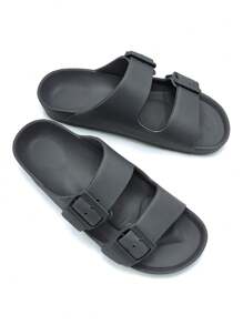 Męskie, oddychające, jednokolorowe, wsuwane sandały z płaskim paskiem, w dużych rozmiarach, idealne na letnie okazje, do uprawiania sportu na świeżym powietrzu, na wakacje, na podróż, jako prezent na ukończenie szkoły, jako dodatek do sukienki urodzinowej, jako klapki pod prysznic