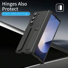 Funda para teléfono Galaxy ZFold3 ZFold4 ZFold5 ZFold6, con protección de Body completo contra caídas, protección de bisagra, funda y protector de pantalla, correa de muñeca retráctil, soporte invisible, cubierta protectora de teléfono con textura mate