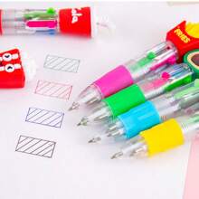 Set de 1/4/20/8/10/24/12 piezas Bolígrafos de 4 colores mini con diseños de dibujos animados lindos y aleatorios, pluma de color de 4 colores, pluma para manualidades, tinta de 4 colores, para estudiantes, oficina, útiles escolares y regalos, con recambio de 0.7mm, esenciales para volver a la escuela