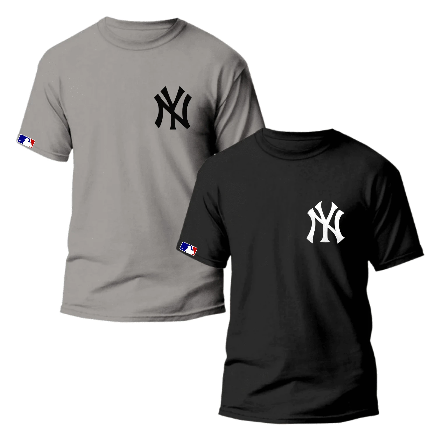 Kit 2 Men's T-Shirts NEW YORK Unisex Shirt 100% Cotton - Xám - Xem 1