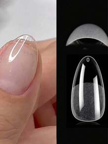 240pcs Almond Shaped Soft Gel Nail Stickers, Medium Size, Full Coverage, Press-On Extended Fake Nails, Semi-Matte Pre-Shaped Transparent Acrylic False Nail Stickers Nail Supplies - Clear - View 5