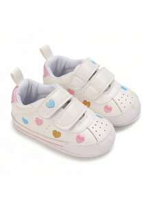 0-1 岁婴儿女孩春秋款橡胶底学步鞋心形鞋