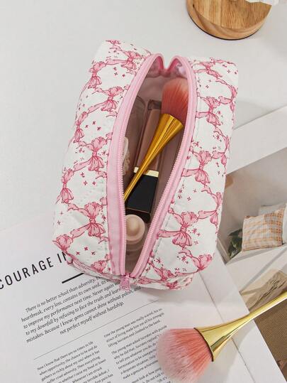 1 件蝴蝶结图案大容量多功能化妆品收纳包钱包袋便携式化妆品刷收纳手拿包带拉链开合适合女士适合女孩适合居家、旅行、度假和学校用作婚礼伴娘礼物、妈妈礼物、生日礼物、送给朋友和老师的礼物化妆包学校用品旅行必需品化妆包节日必需品化妆包化妆包化妆包化妆品收纳袋节日冬季豹纹腊肠犬女士礼物