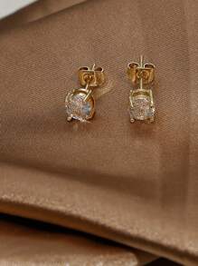3-delige vergulde sieradenset 1 tennisketting 1 paar glanzende oorbellen 14-karaats vergulde strasskettingen en CZ-oorbellen voor vrouwen Meisjes Valentijnsdag Jubileum Verjaardag Vriendschap Cadeau, moeder, moeder, Moederdag, cadeau