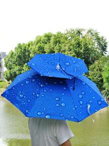 1pc Outdoor Oversized Dual-Layer Fishing Umbrella Hat, Sun Protection Foldable Umbrella Cap - Blue - View 12