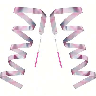 1 pieza/2 piezas/5 piezas Cinta de gimnasia rítmica, Cinta de baile de 2m/4m/6m, Cinta de seda para actuaciones de baile, Cinta de satén brillante para baile con bastón giratorio