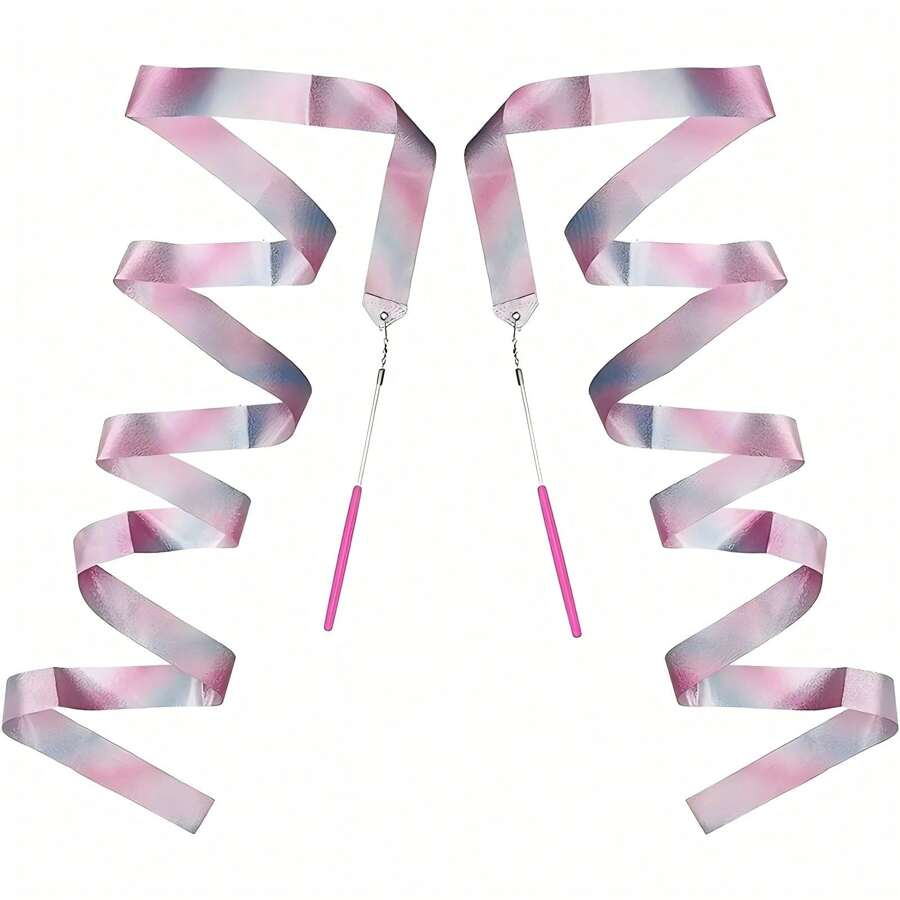 1/2/5 条艺术体操丝带，2 米/4 米/6 米舞蹈丝带，舞蹈表演丝带，闪光舞蹈缎带，带旋转指挥棒